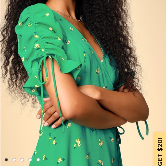 Lulus green wrap dress - Picture 3 of 8